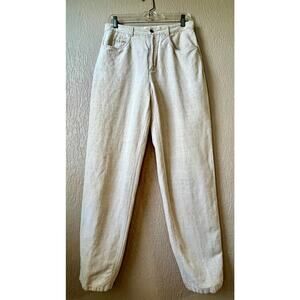 Talbots Petites Women's Tapered Beige Trouser Pants Irish Linen Cotton Size 6P